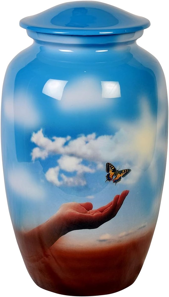 Urn Vlinder Ontwerp Crematie Grote Urn voor Menselijke As Mooi Groot Delen om Uw Geliefde Verloren Volwassen Herdenking Urnen Begrafenis Vaas door Loving Memories Sky Blue sk001