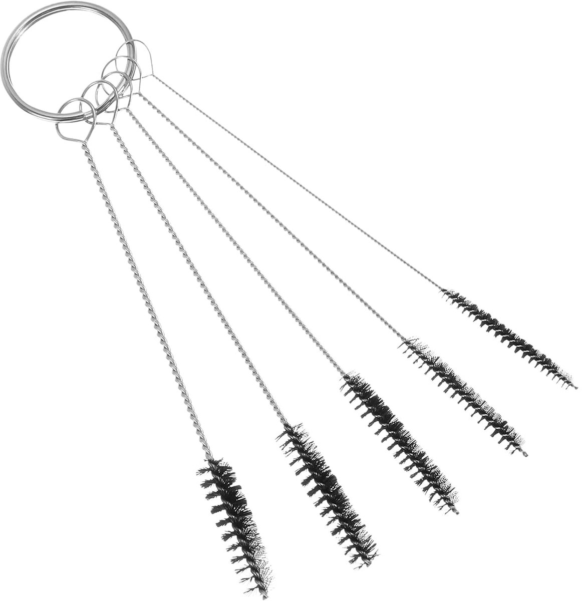 Stroreiniger borstel, 3 stuks 4,3 inch stroborstel reiniger korte stro reinigingsborstel metaal 3mm 4mm 5mm 6mm 7mm OD voor luchtborstel