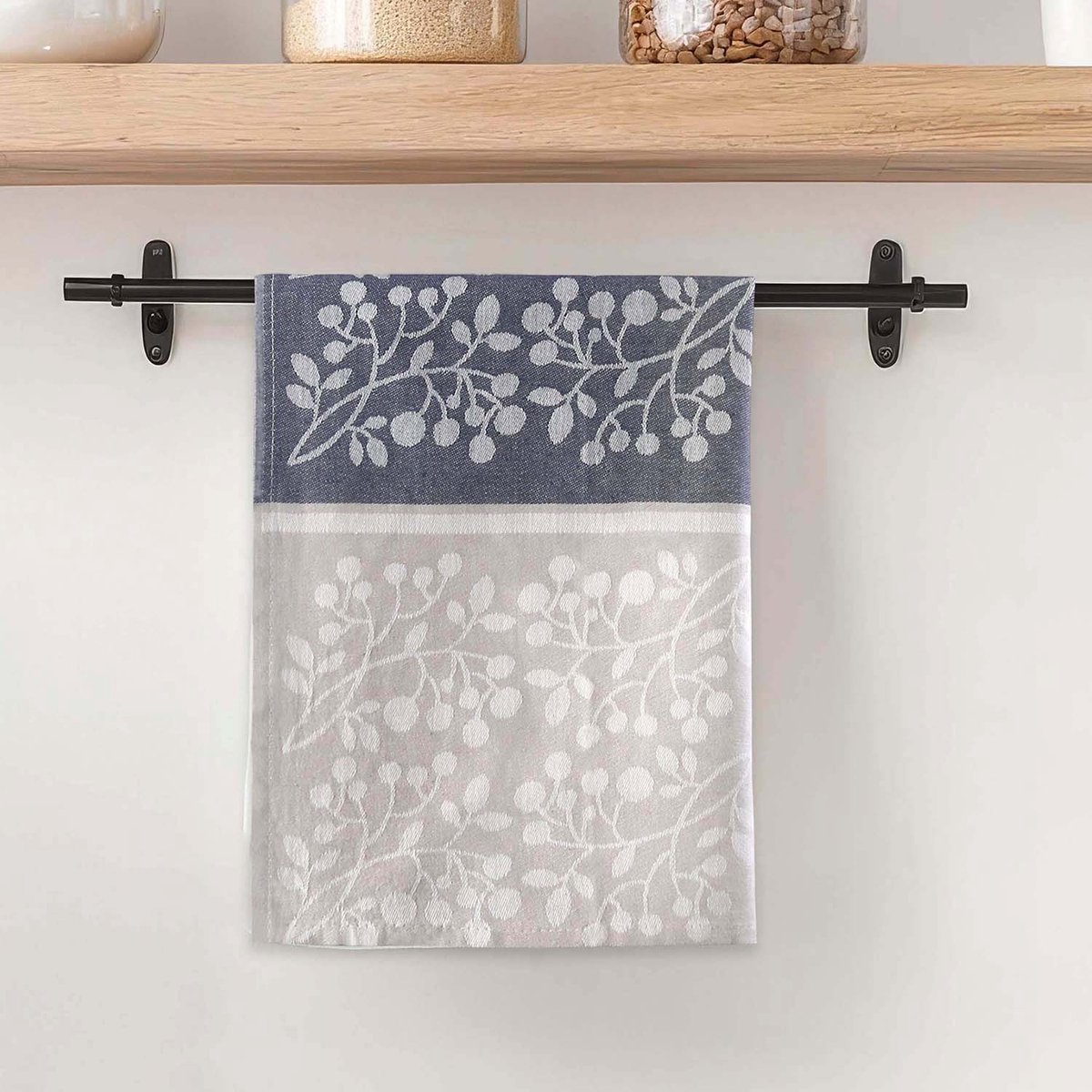 Luxe Keukendoek 50x70 cm - 100% Katoen Jacquard - Blauw / Turkoois - Sneldrogend & Hoge Vochtopname
