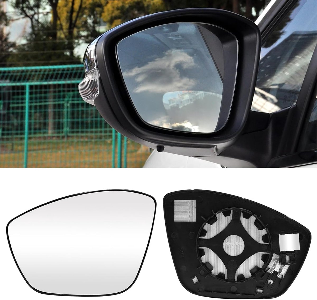 Spiegelglas voor Citroen C3 MK3, Peugeot 208/308/2008 | Verwarmd spiegelglas C3 MK3 2016-2021, verwarmde spiegel vervanging voor 208/308/2008 2012-2019 vervanging spiegel (links)