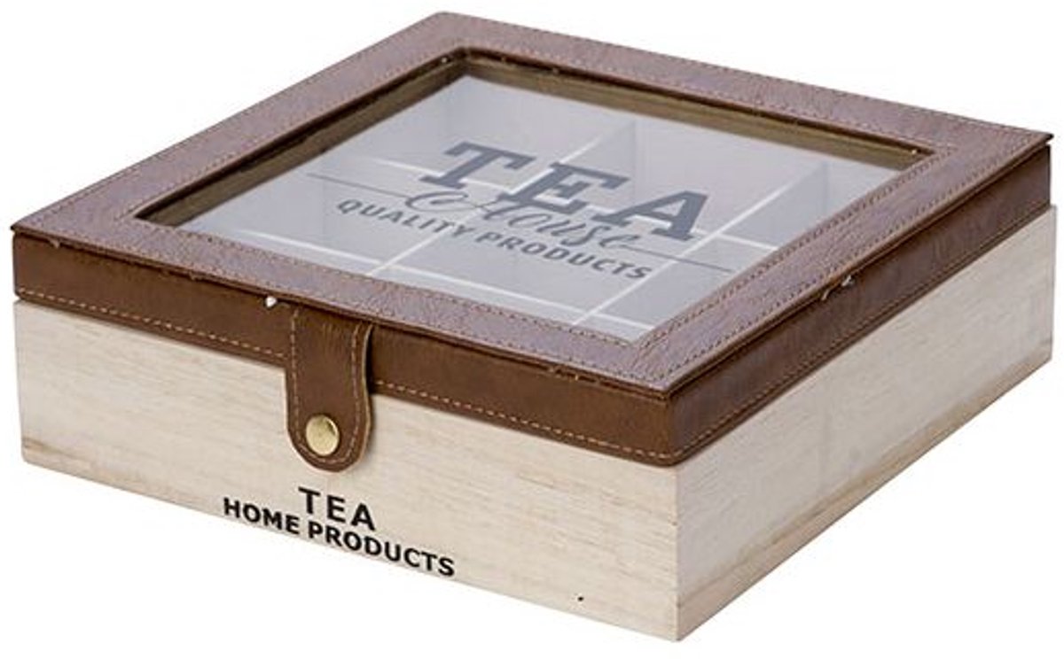Cosy @ Home Theedoos Tea House Leather Brown Natuur