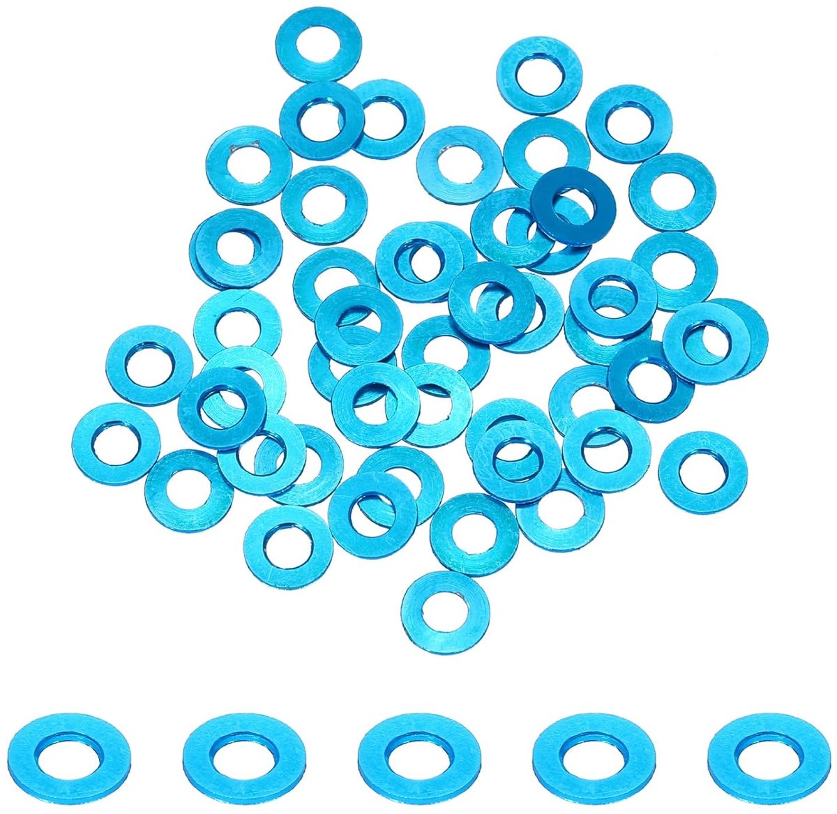 Platte sluitringen van geanodiseerd aluminium, gatdiameter 3 mm/0,12 inch, voor Rc/Fpv/Pc/drone/mechanische accessoires, modelonderdelen (lichtblauw)
