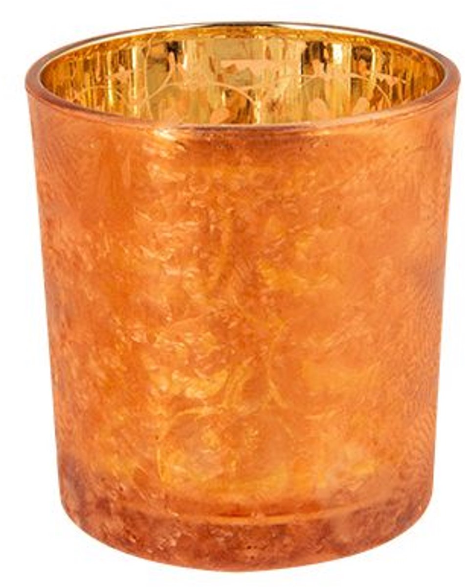 Cosy @ Home Theelichthouder Pumpkins Oranje D7xh8cm Glas
