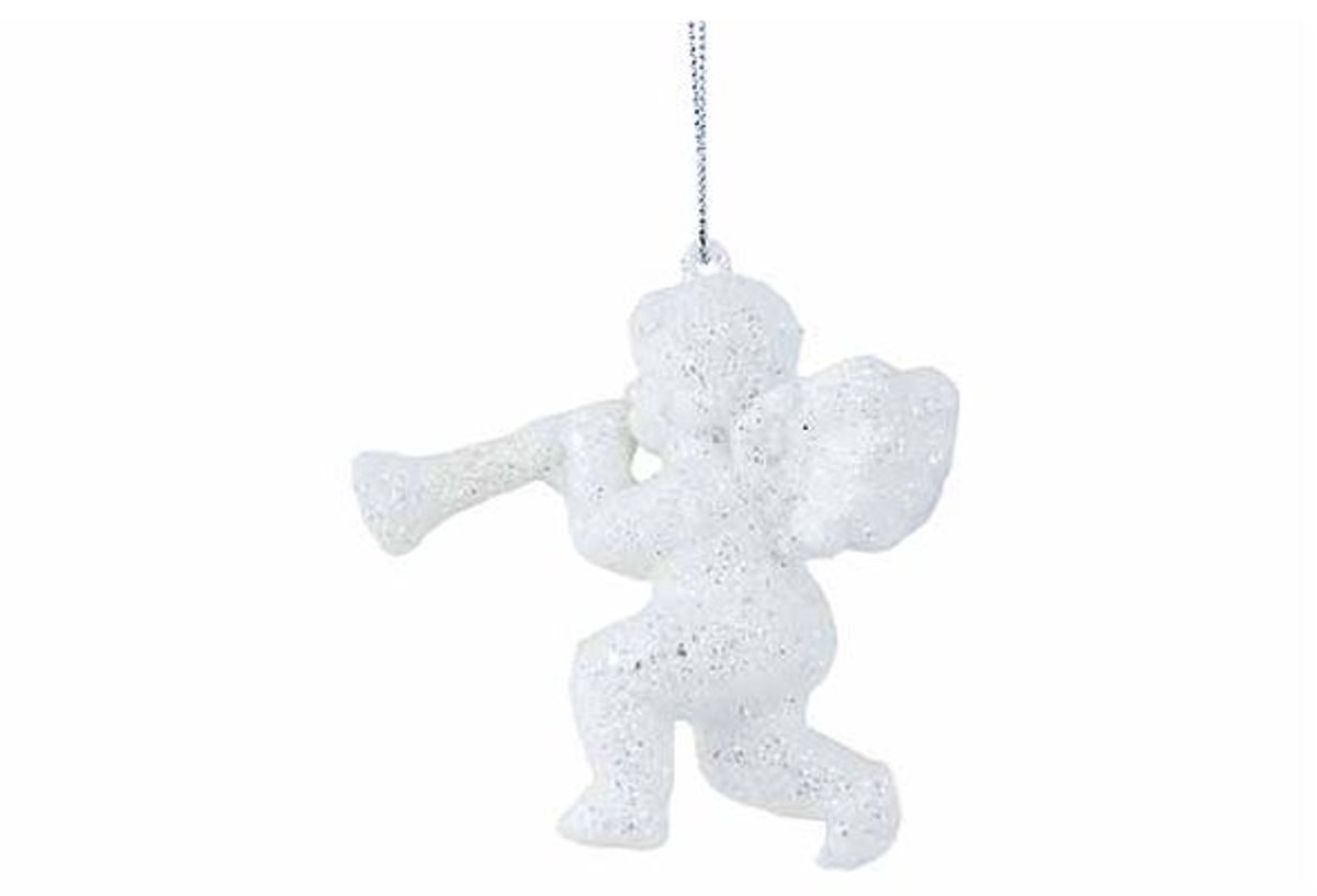 Engel Hanger Trompet Wit Glitter – 8 cm
