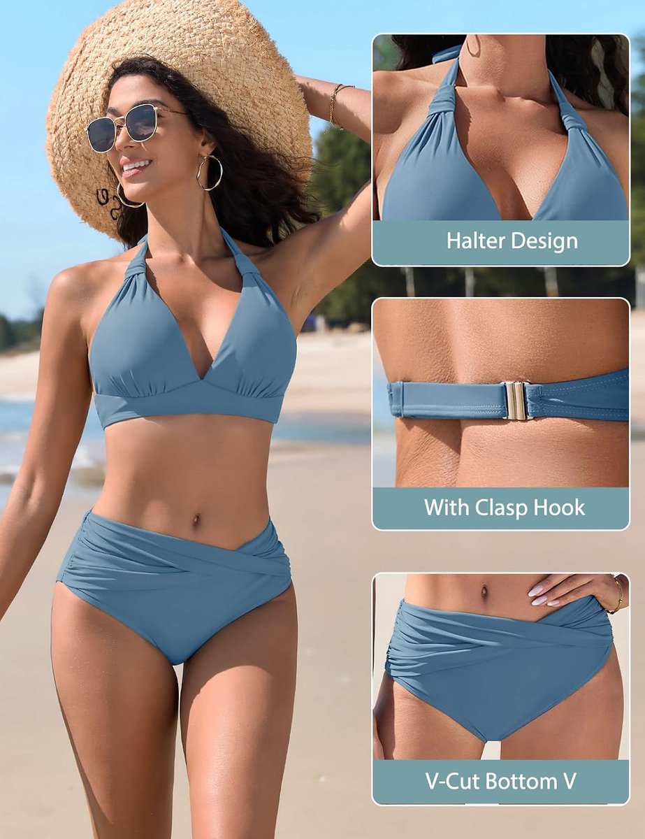 Badpakken voor dames, push-up, gevoerd, V-hals, tweedelig, bikiniset, sexy, vintage, badpak, elegant, strandjurk, strandkleding