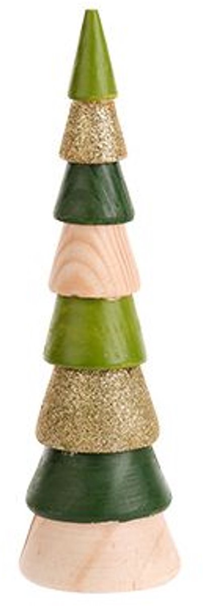 Kerstboom Goldy Green Multi-kleur 5,7x5, 7xh21cm Rond Hout