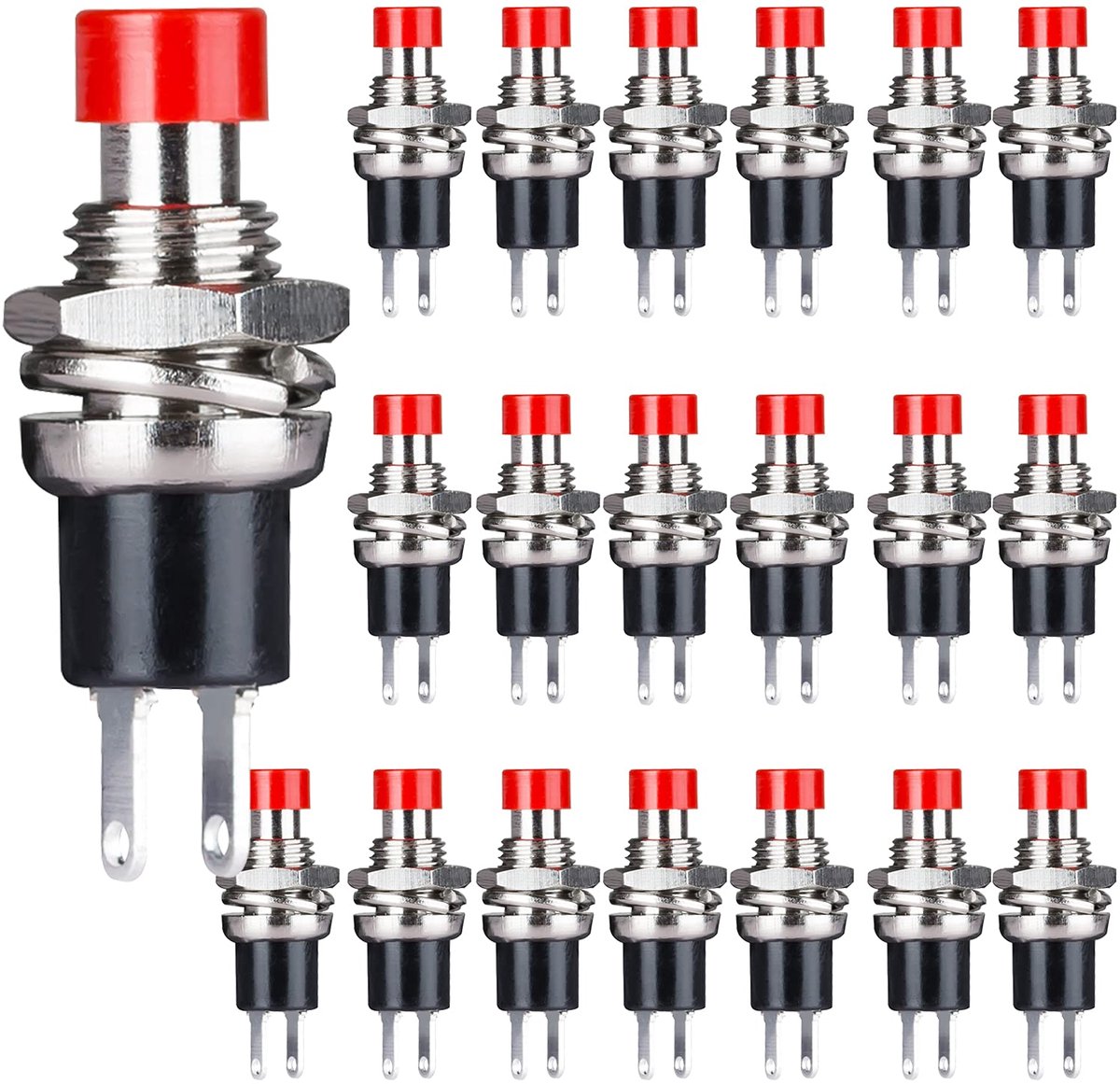 Mini Micro Push Button rode caps 20 stuks