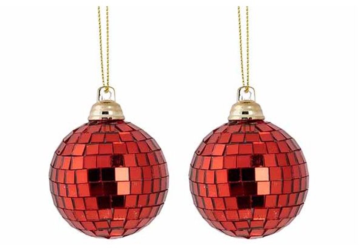 Bal Set2 Disco Rood 7x7xh7cm Kunststof