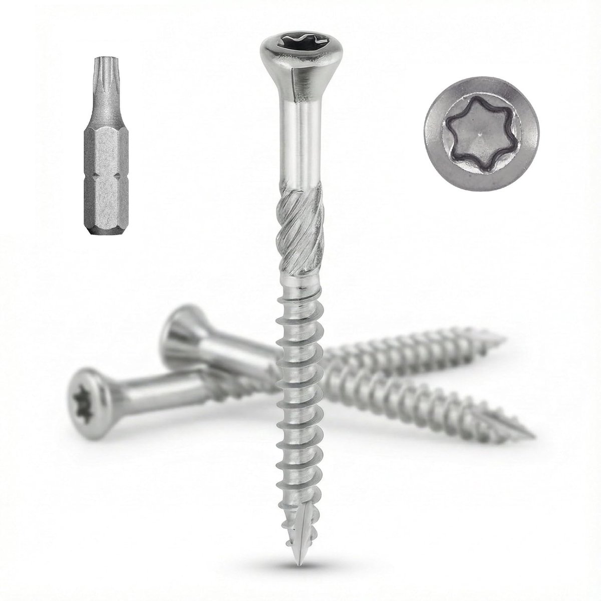 stalen terrasschroeven A4: 5 x 50 mm verzonken kop TORX Ø 5 x 50 mm | Houtschroeven terrassen/planken/gevelbekleding | Roestvrij staal A4 (V4A/316) | Inclusief 2 bits: 400 stuks - ProRaje