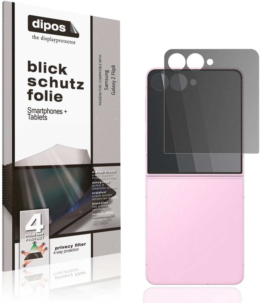 dipos – Matte Privacy Screenprotector geschikt voor Samsung Galaxy Z Flip8 Buitenkant | Anti-Spy Beschermfolie