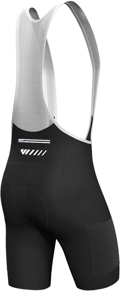 Fiets Bib Shorts voor heren, gel gepolsterd met zakken, ademend Quick-Dry voor mannen, zwart, XXL