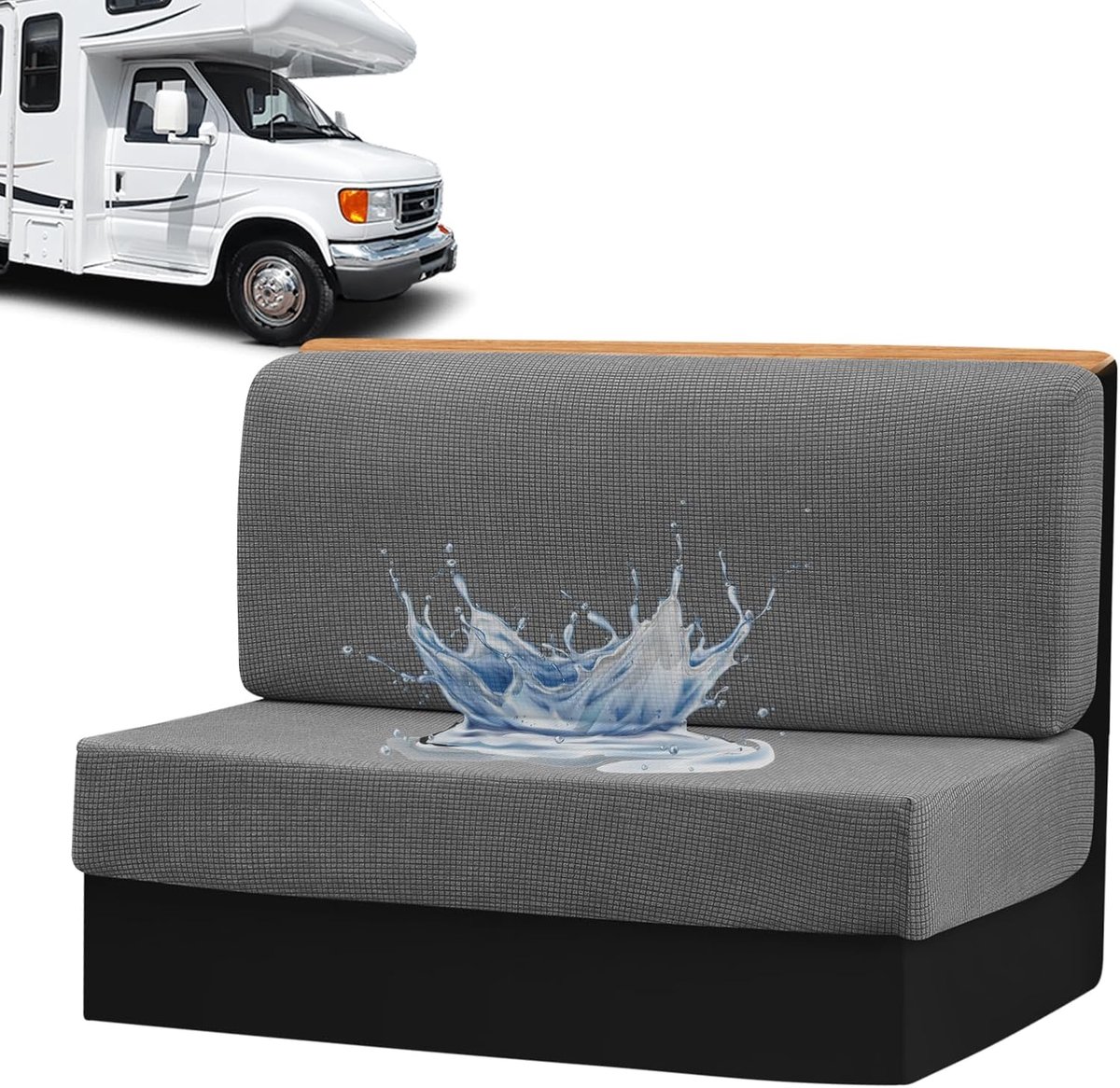 Stoelbekledingset voor caravans en camper, 2 stuks, elastisch, voor bank