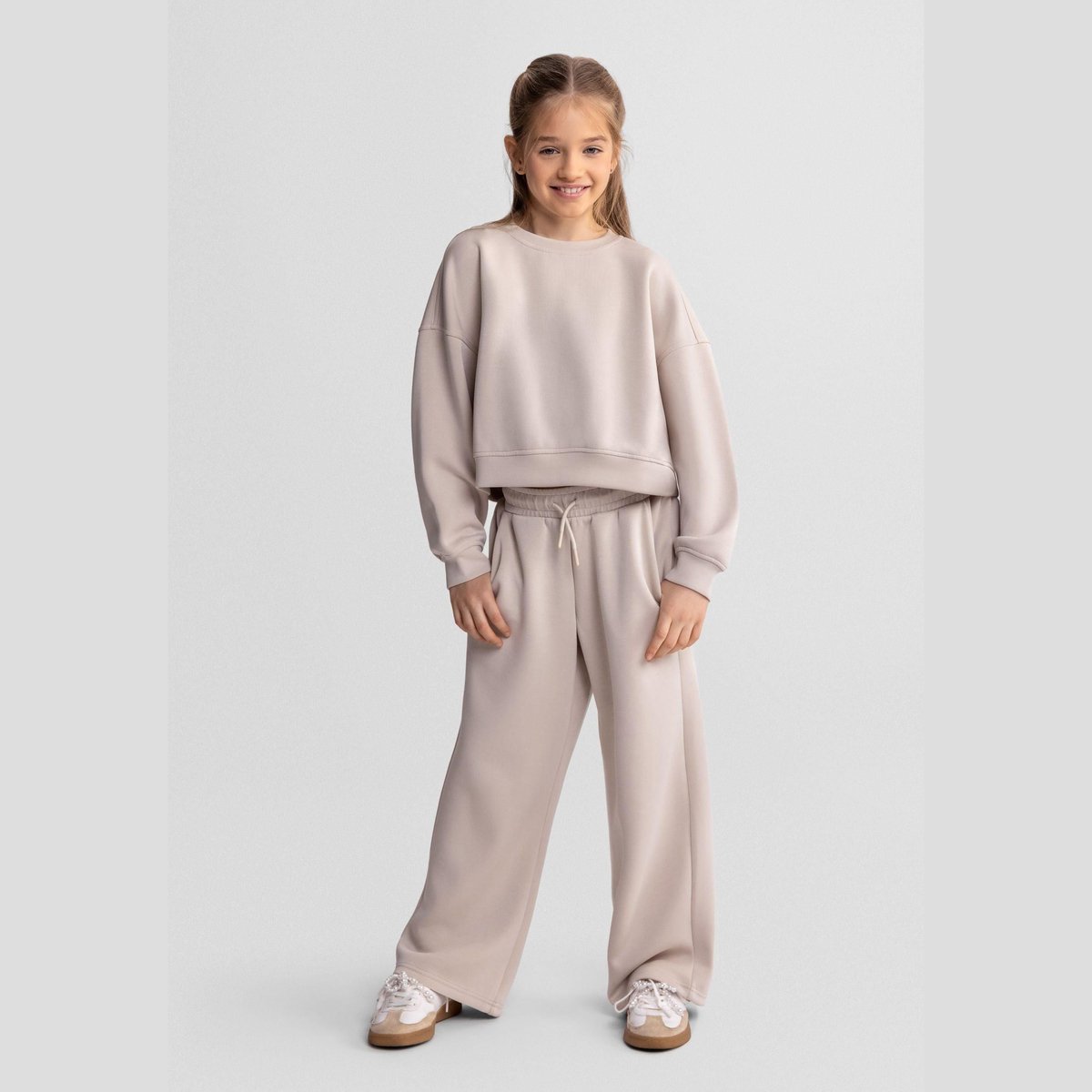 Minoti joggingbroek meisjes wide leg - viscose - beige