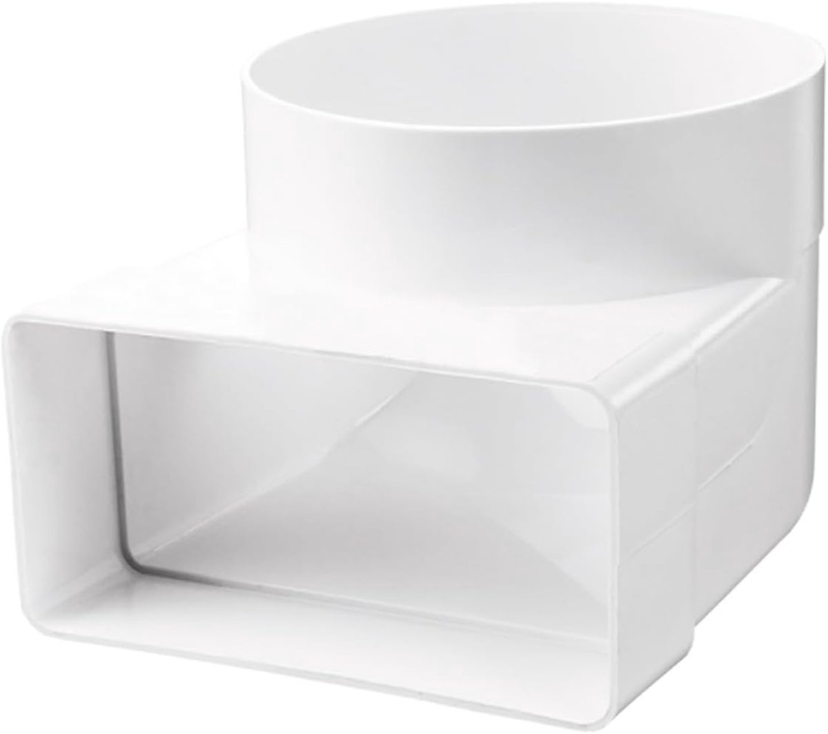 plat kanaal omleidingsstuk 110 x 55 mm/Ø 100 mm buiskanaal rond kanaal afvoerkanaal voor afzuigkap boog plat rond T-stuk reductie/overgangsconnector PVC 90° kanaalboog rond naar