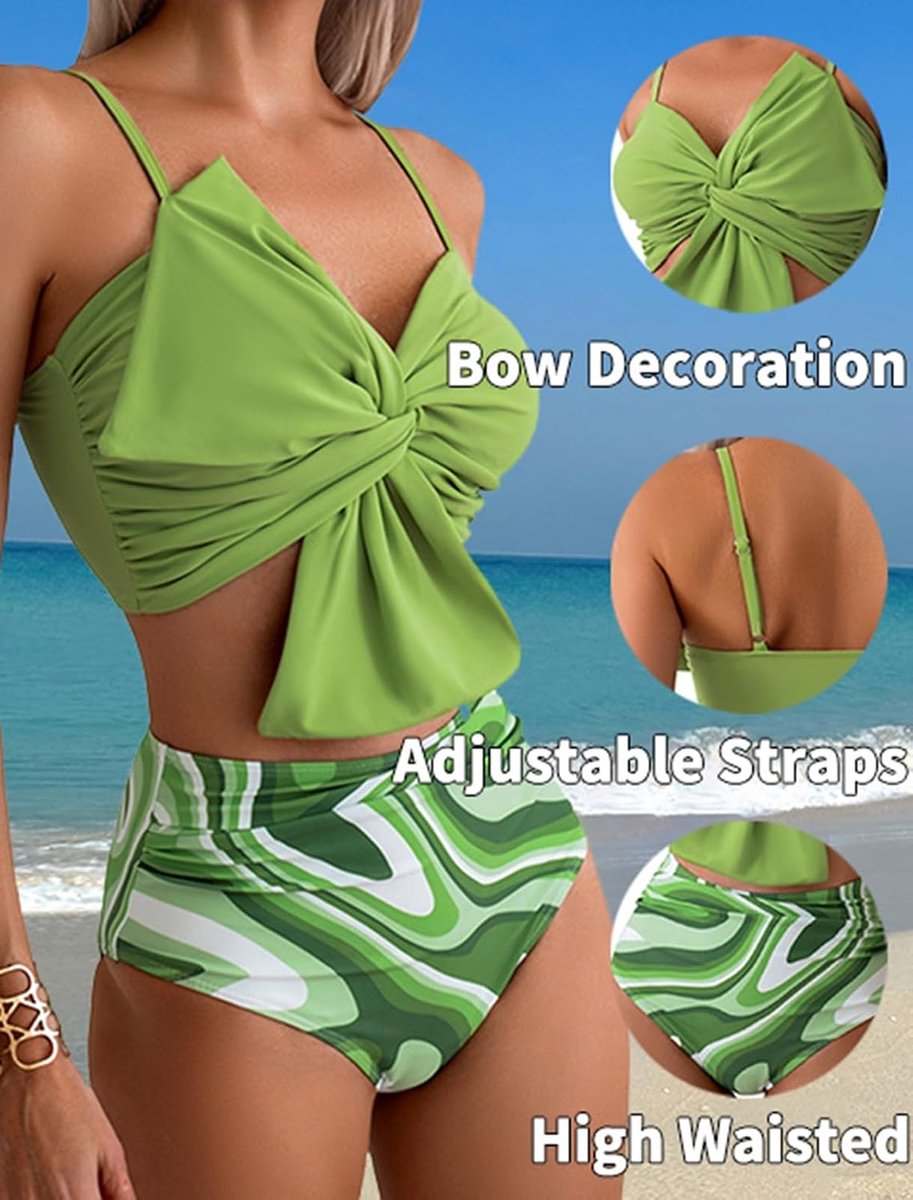 Sets voor dames hoge taille hoge taille badmode buikcontrole tweedelig badpak bloemenpatroon