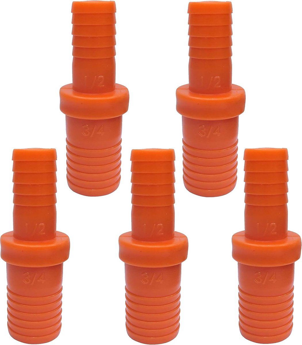 - C48688 - Set van 5 reparatie-reductiefittingen met prikkeldraad 1/2'' tot 3/4'' voor druppel-/micro-irrigatiesysteem - verbinding/mof voor tuinbuizen - kunststof