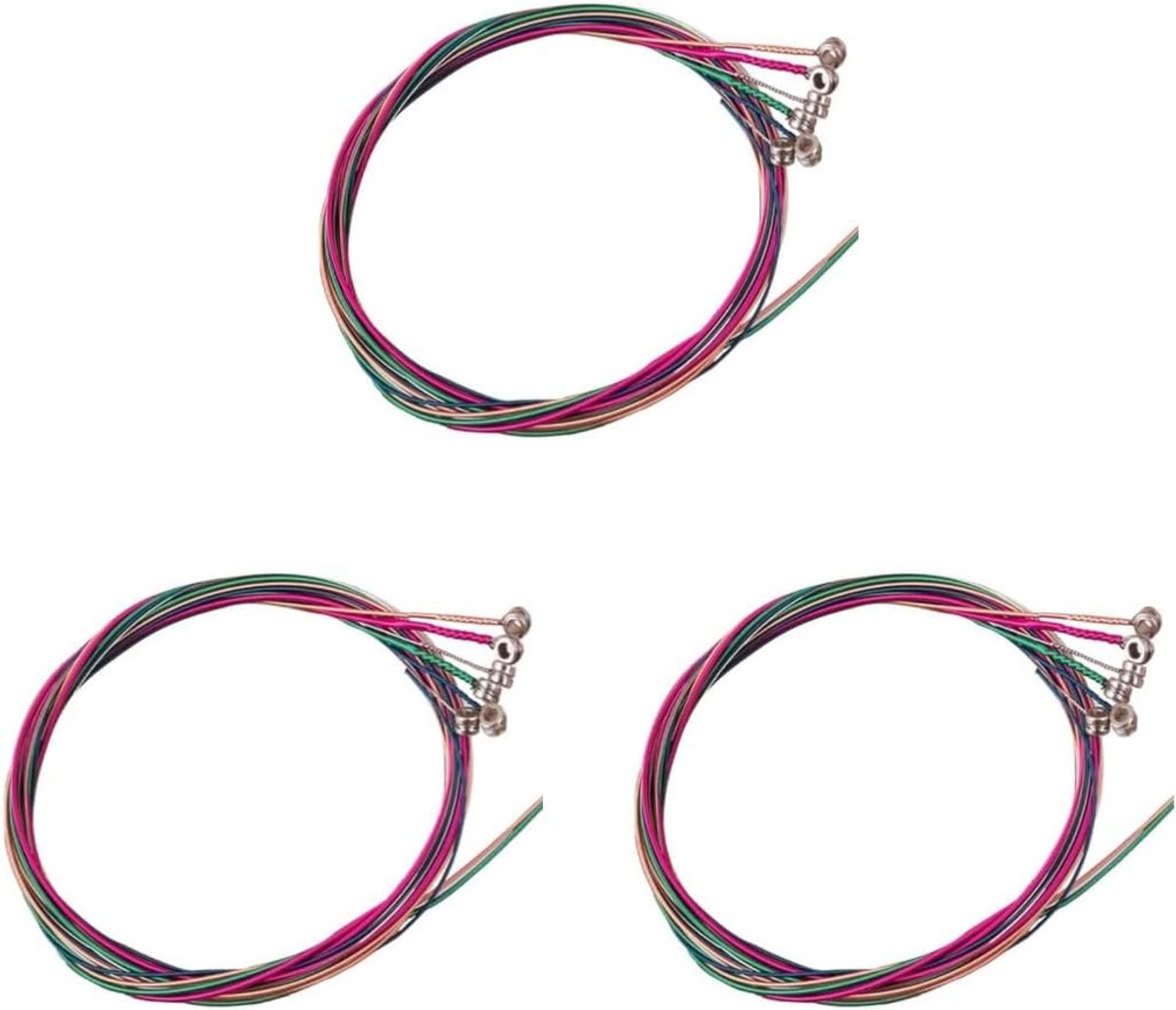 Snaren voor akoestische gitaar, 3 sets van 6 gitaarsnaren, roestvrij staal, vervangende gitaarsnaren voor akoestische gitaar (multicolor)