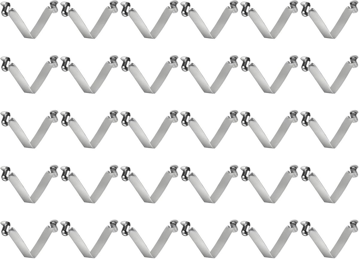 30 stuks veerklemmen met dubbele knop voor kajakpeddel 8 x 10 x 56 mm 65 Mn kabel in V-vorm stalen veren hefclip slangstang met telescopische vergrendeling voor tent camping