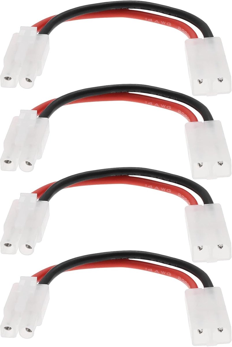 idea 4 Stks RC Mannelijk naar Vrouwelijk Extension Lead Connector Vervanging Deel 10cm 14AWG Kabel Draad Compatibel met T-amiya (Large) Connector