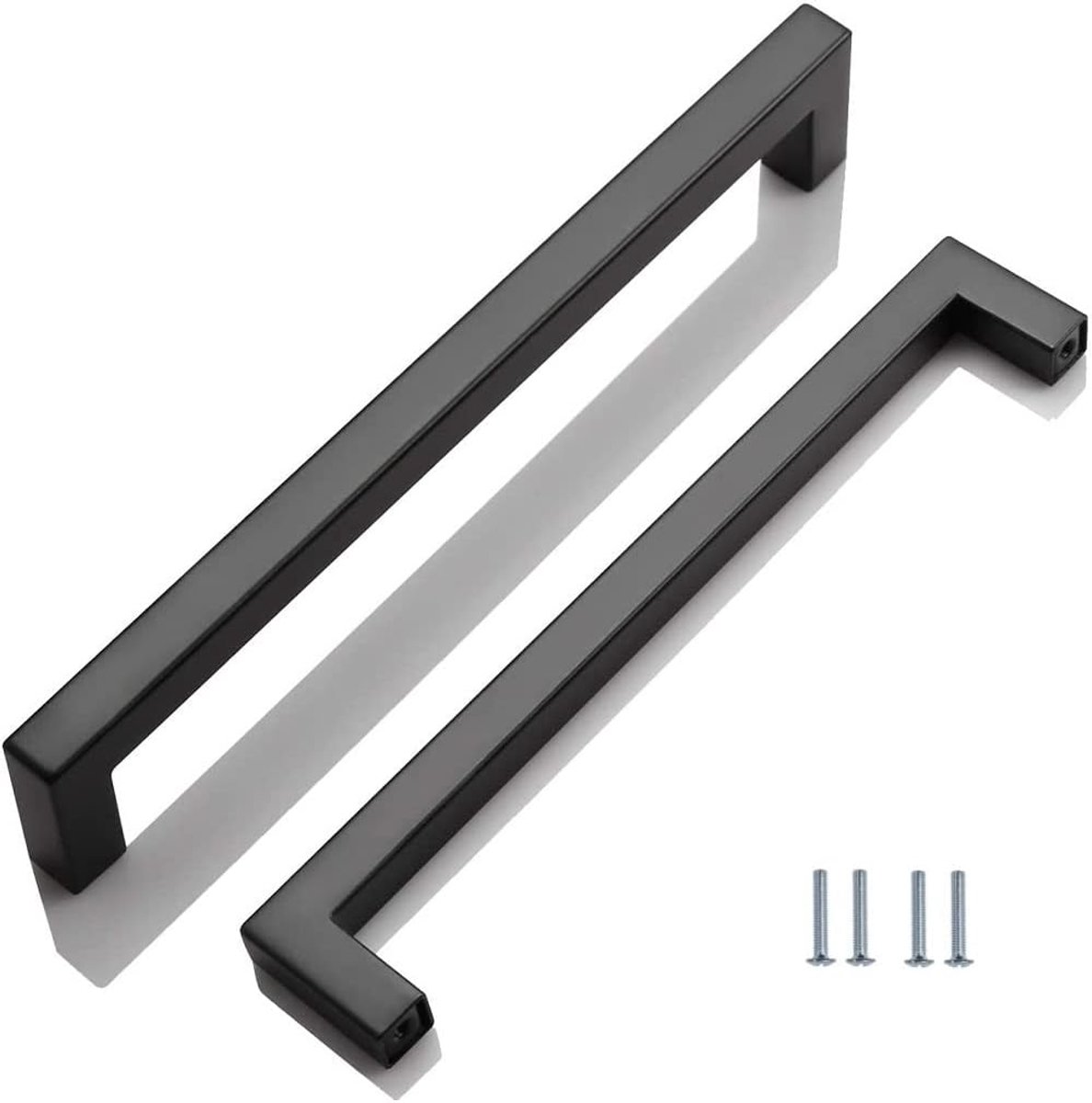 2 stuks 320mm meubelgrepen zwart, RVS vierkante handgrepen, kastgrepen, met schroeven, voor keuken, laden, kast, meubels