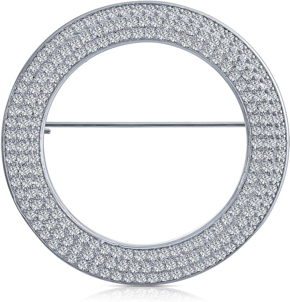 Bridal Eternity Baguette Brillant Cut Cubic Zirconia AAA CZ Clear Paars Sjaal Ronde Cirkel Broche Pin Voor Vrouwen Bruiloft Goud of Verzilverd Messing, Eén maat, Messing, zirkonia, zilver