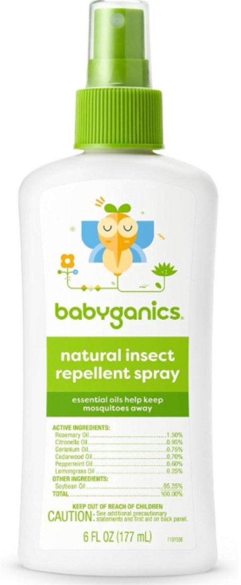 Babyganics Insect Spray 177ml – Natuurlijke Muggenspray voor Baby & Kind – Met Plantaardige & Essentiële Oliën – Deetvrij – Zachte Bescherming Tegen Insecten – Reisformaat