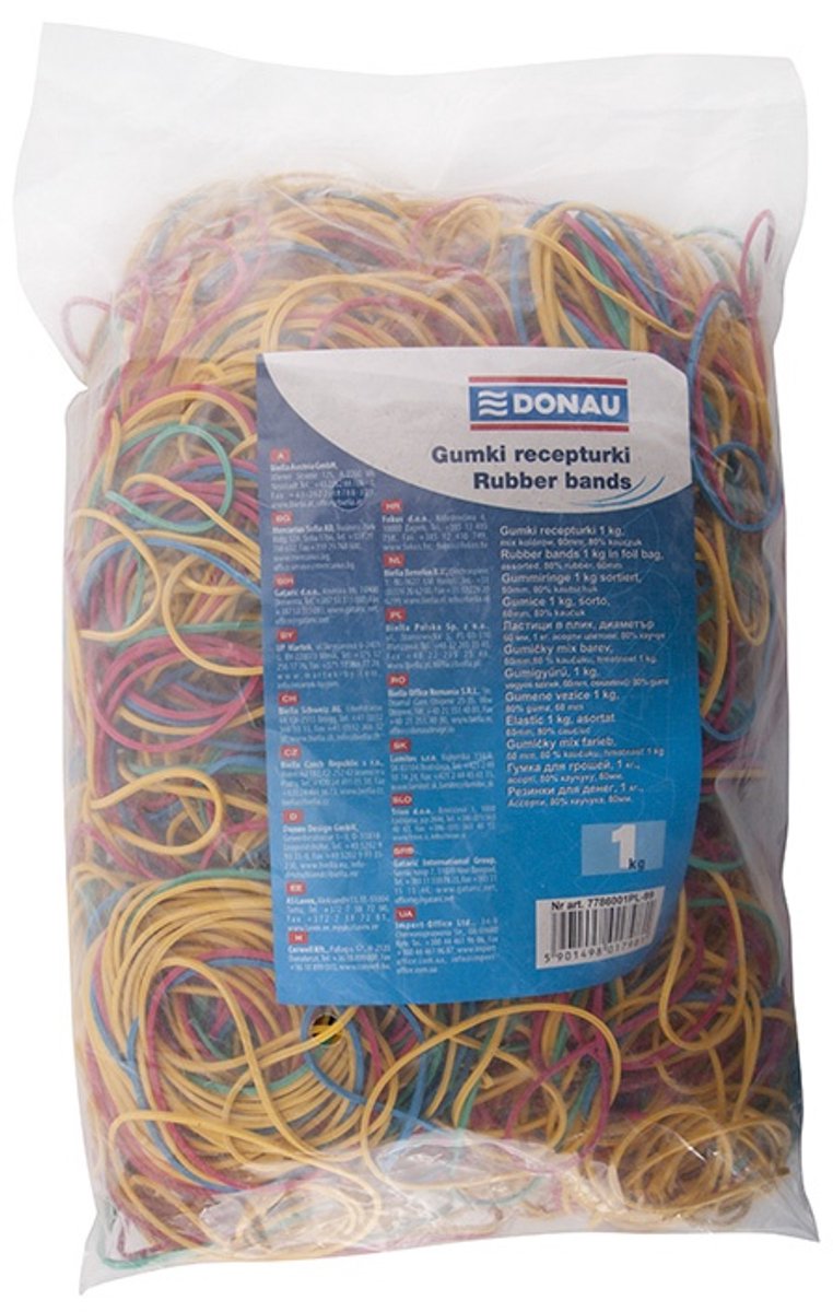 Elastieken, 1000g, diverse kleuren