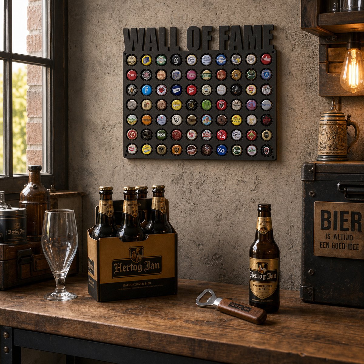 Bier muur - Biercap collector - Bierdopjes verzamelmap - Bierfles - Mancave decoratie - Cadeau mannen - Vaderdag cadeau - Cadeautje voor papa - Kerstcadeau - Surprise sinterklaas - Bier cadeau - Valentijn cadeautje voor hem - Valentijn cadeau — cadeau in Wonen & Interieur - foto 7