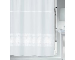 Spirella Broderie Douchegordijn Wit - Badkamergordijn met Borduurpatroon - Polyester Douchegordijn 180x180 cm