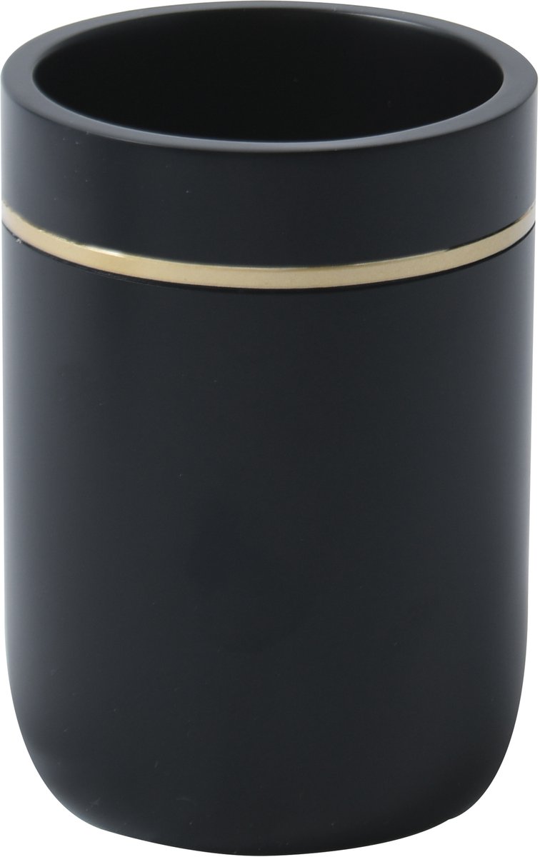 Spirella BLY Tandenborstelhouder Zwart – Tumbler Badkamer Beker voor Tandenborstel en Tandpasta – 7,2 x 10,1 cm