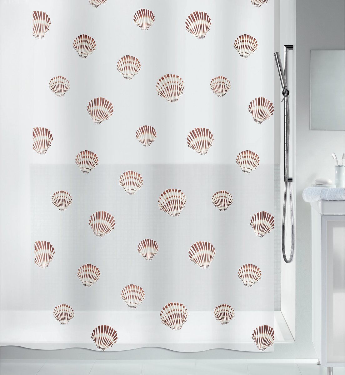 Spirella Douchegordijn – Waterdicht PEVA Douchegordijn met Verzwaarde Onderzijde – Stijlvol Design voor de Badkamer
