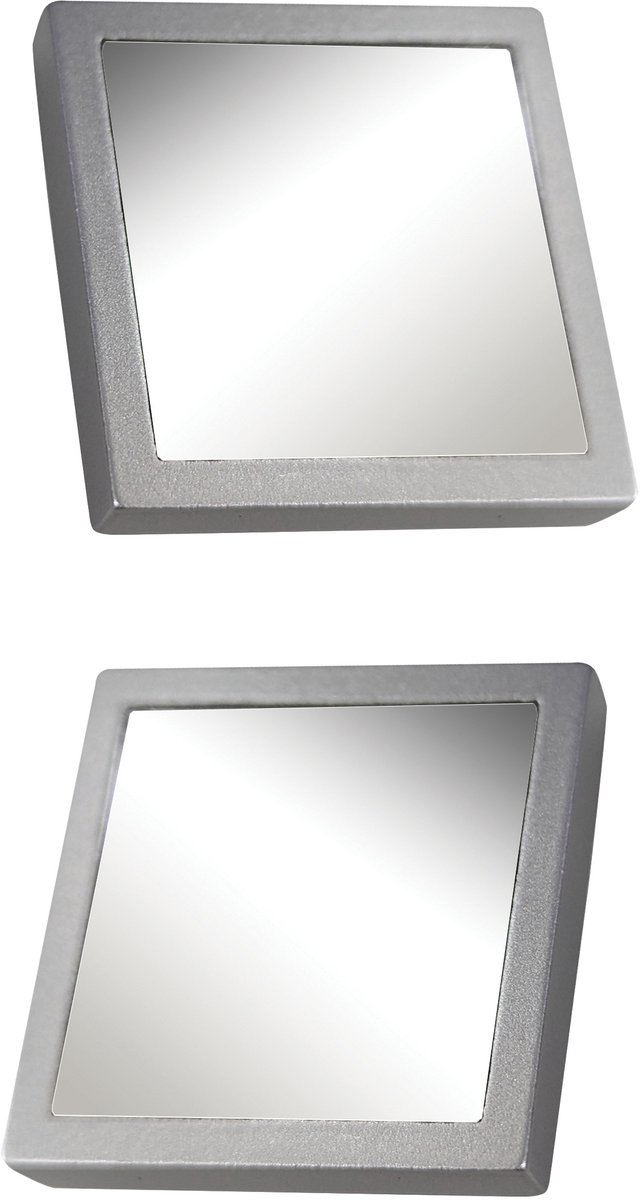 Spirella Decoratieve Spiegel - Zelfklevende Vierkante Make-upspiegel Zilver - Opmakspiegel voor Badkamer en Woonruimte