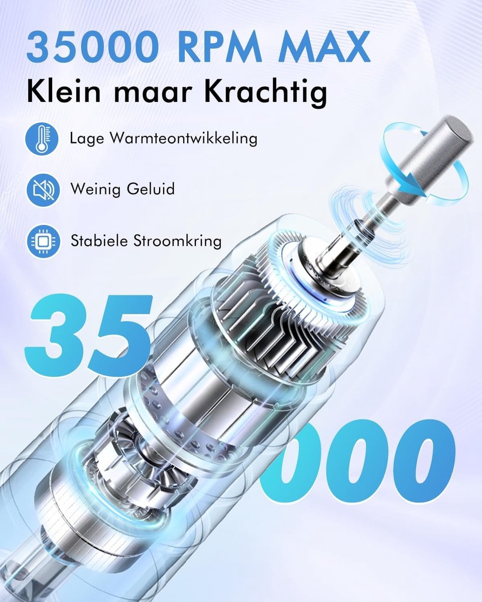 Elektrische Nagelboormachine - Blauw - 35.000 RPM - Met Hand- en Voetbediening - Voor Thuis en Salon