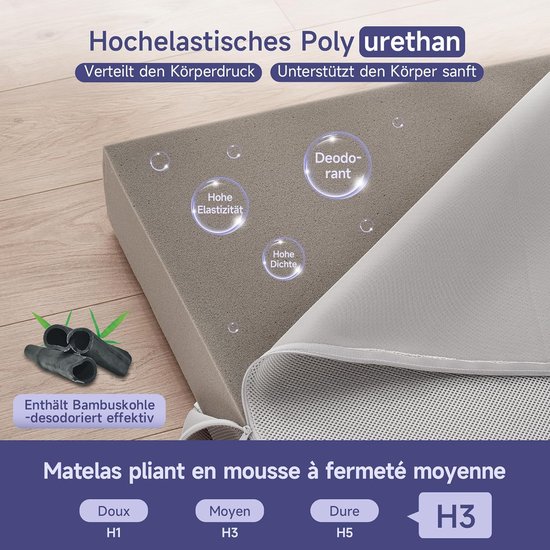 Vouwmatras - Opvouwbare matras Schuimmatras - Logeerbed Creëren - Hoge Dichtheid Schuim - 120 x 195 x 10 cm — afbeelding 4