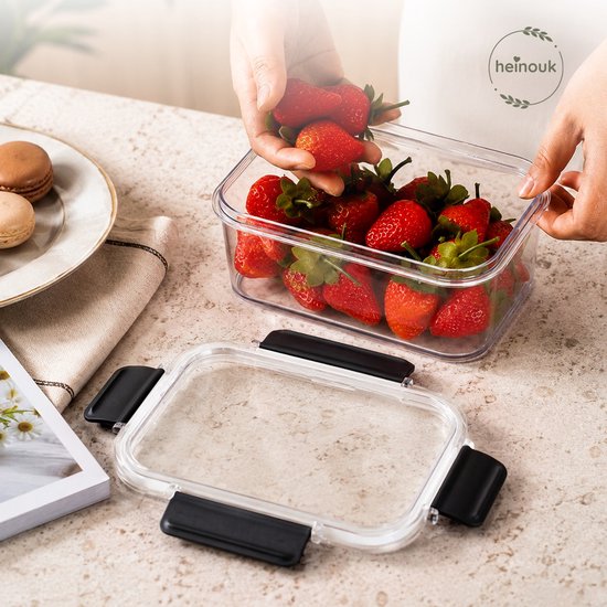 Heinouk® Glazen Vershoudbakjes Set 10 Stuks - Vershoudbakjes Glas met Deksel - 5x 370 ml & 5x 1040 ml - Lekvrij & BPA-vrij - Meal Prep Bakjes - Bewaarbakjes - Oven, Magnetron, Vriezer & Vaatwasser Bestendig — afbeelding 4