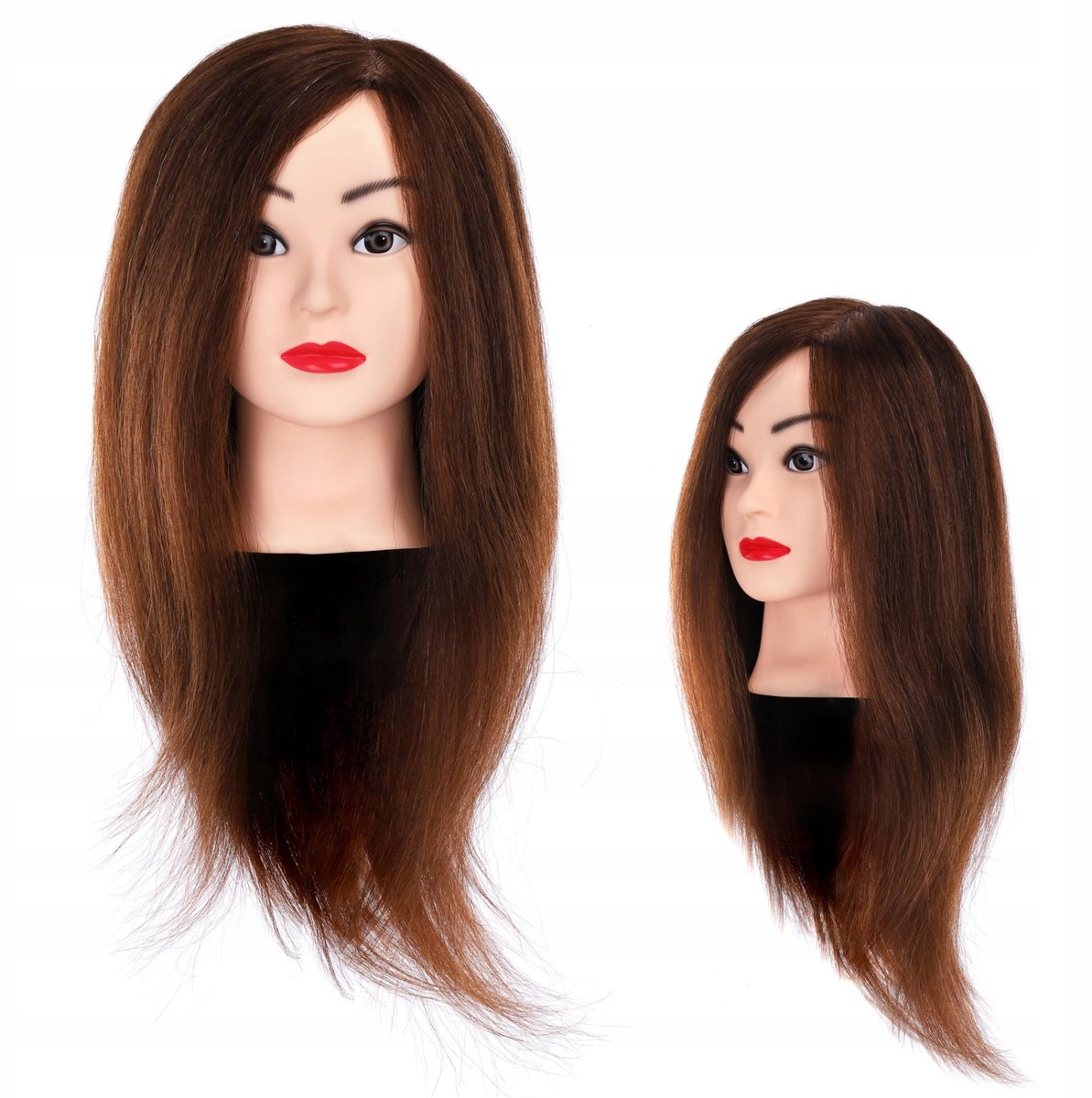 Poniks Hoofdmassagepop - Trainingshoofd Model voor Haarstyling - Natuurlijke Haren 45cm