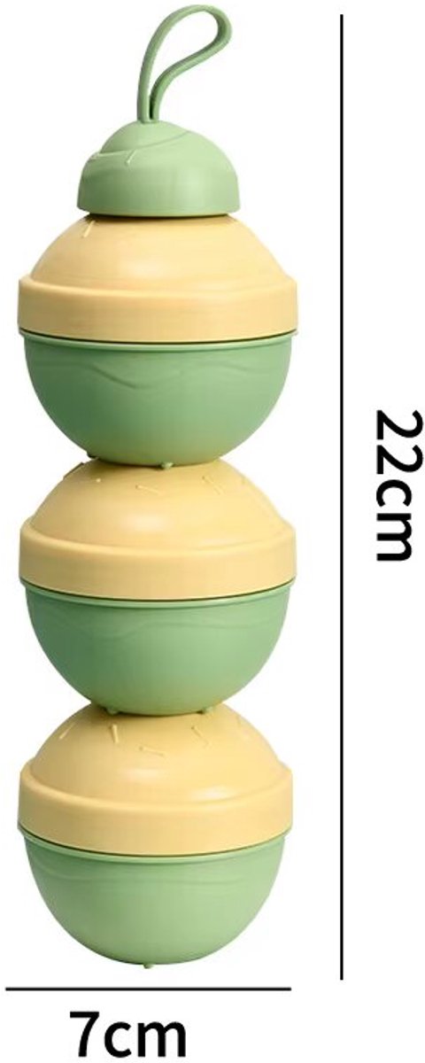 Baby - Melkpoeder toren - Groen - BPA Vrij - Dispenser - Kraamcadeau - 3 verdiepingen - Reisbox - Doseerbakje