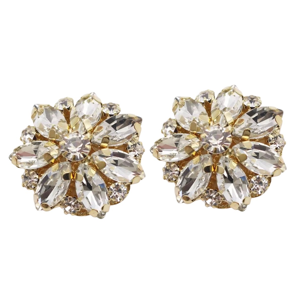 Clip oorbellen -2.5 cm -goudkleurig -Strass-geen gaatje-kunststof-Charme Bijoux