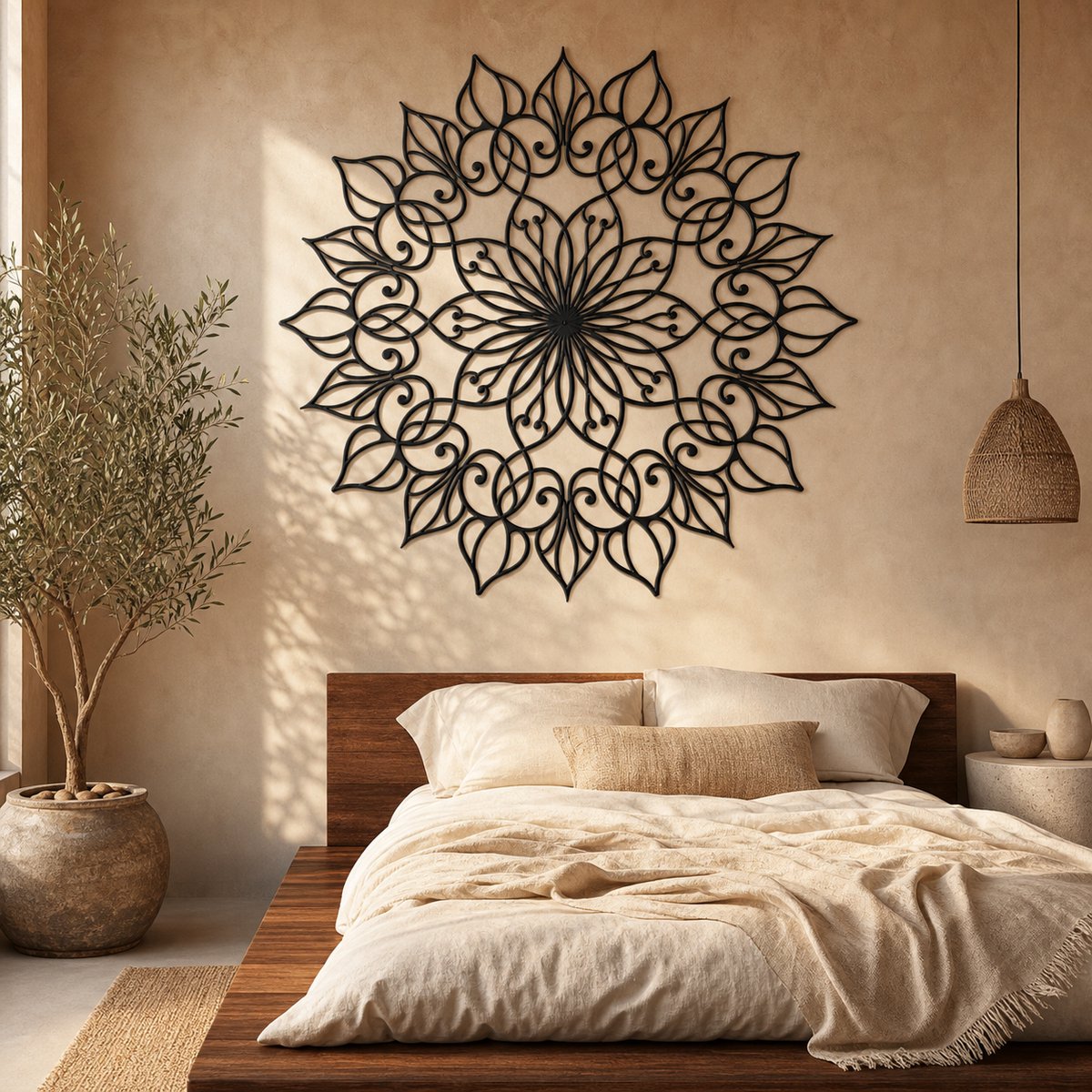 Mandala - Muurdecoratie - Wanddecoratie - Muurdecoratie woonkamer - Schilderij - Muurdecoratie slaapkamer - Industrieel - Wanddecoratie hout natuurlijk - Wandcirkel - Wanddecoratie buiten - Wanddecoratie tuin - Wanddecoratie rond - Slaapkamer