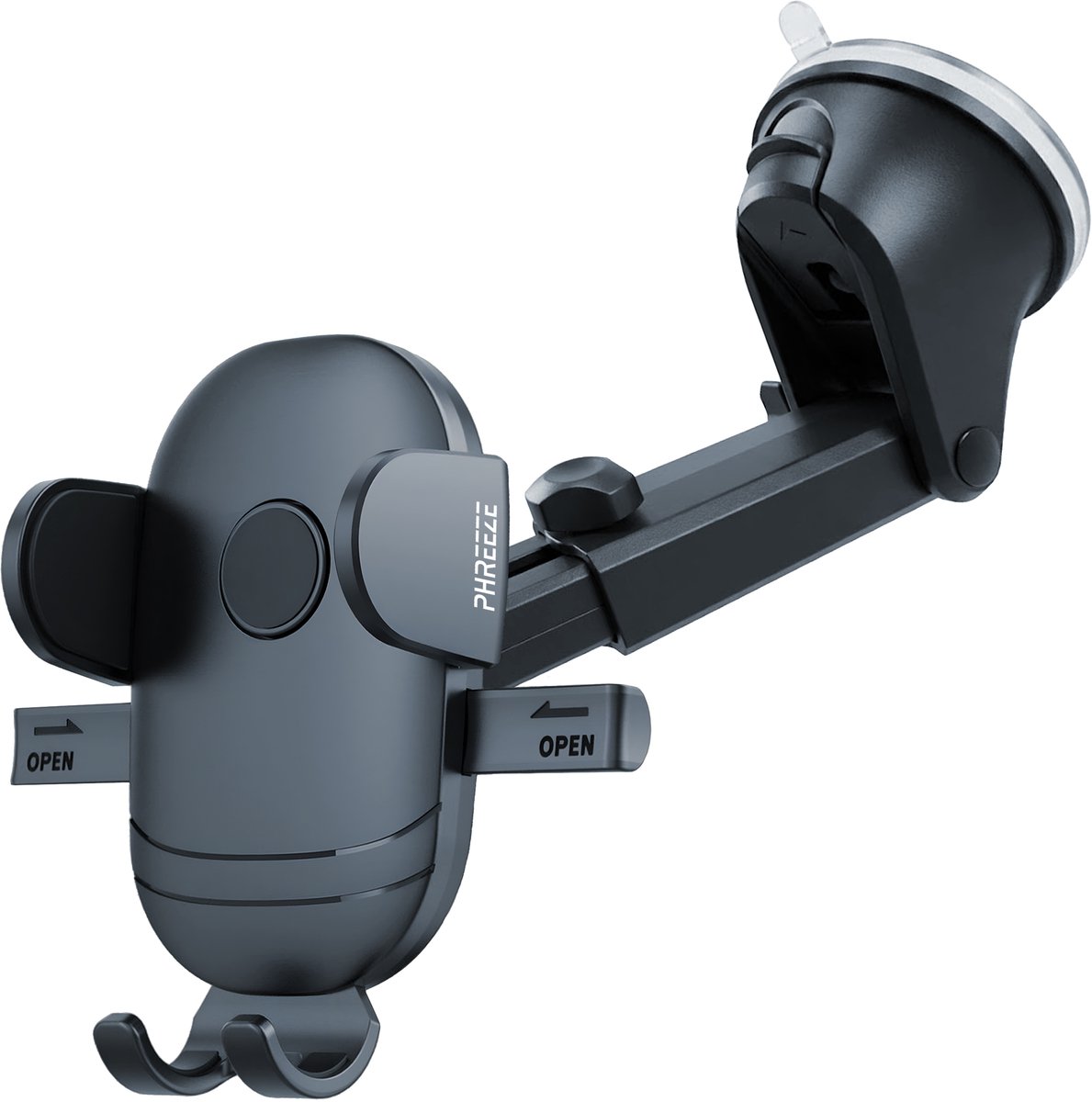 Phreeze C30 - Telefoonhouder Auto Zuignap - Dashboard & Raam - GSM Houder Auto - Autohouder Telefoon - Snelle Vergrendelknop - Verstelbaar in Lengte, Hoogte & Draaibaar - Universeel voor GSM/Mobiel/Smartphone tot 7 inch