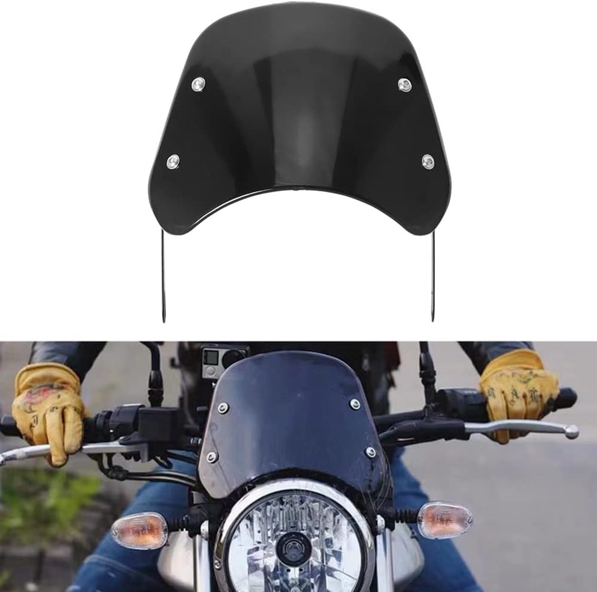 KZQ Universeel Motor Windscherm Zwart Geschikt Voor 16,5 En 24 Cm Ronde Koplampen Duurzaam Voor Diverse Motoren