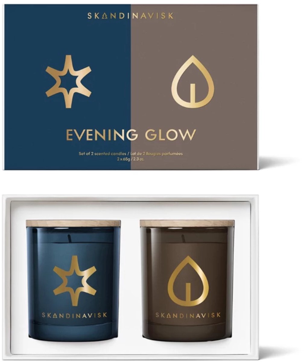 Skandinavisk Nordic Bliss geurkaars 2x 65gr giftset: Stjärna + Hygge Gold special editioin - Evening Glow