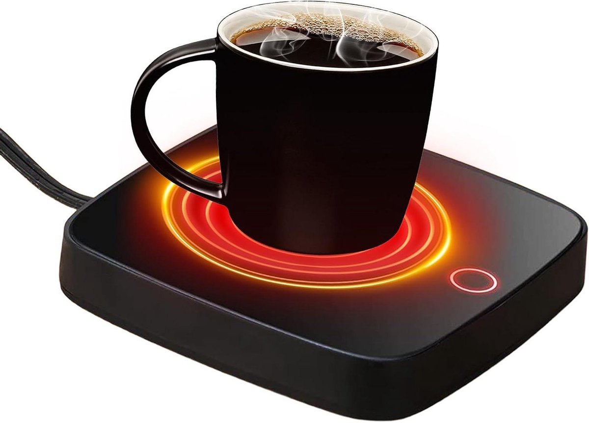 Kop Warmer - Drank Warmer Onderzetter - Warme Dranken Houden - Drie Temperatuurstanden - Compact Design - Zwart