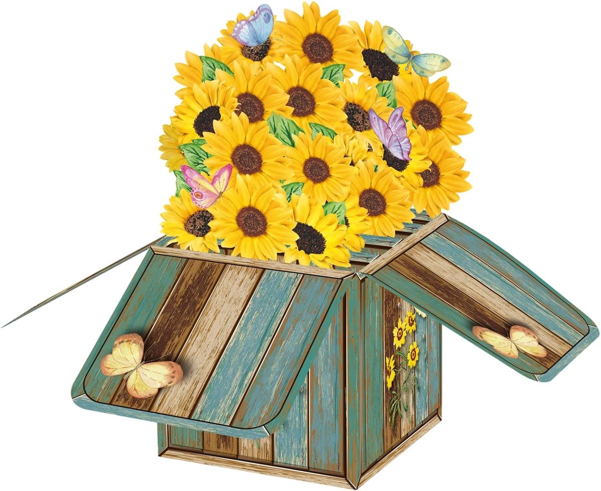 3D Pop-Up kaart felicitatiekaart - verjaardagskaart vrouw - handgemaakt met zonnebloemen - verrassing voor moederdag - ShopVlot