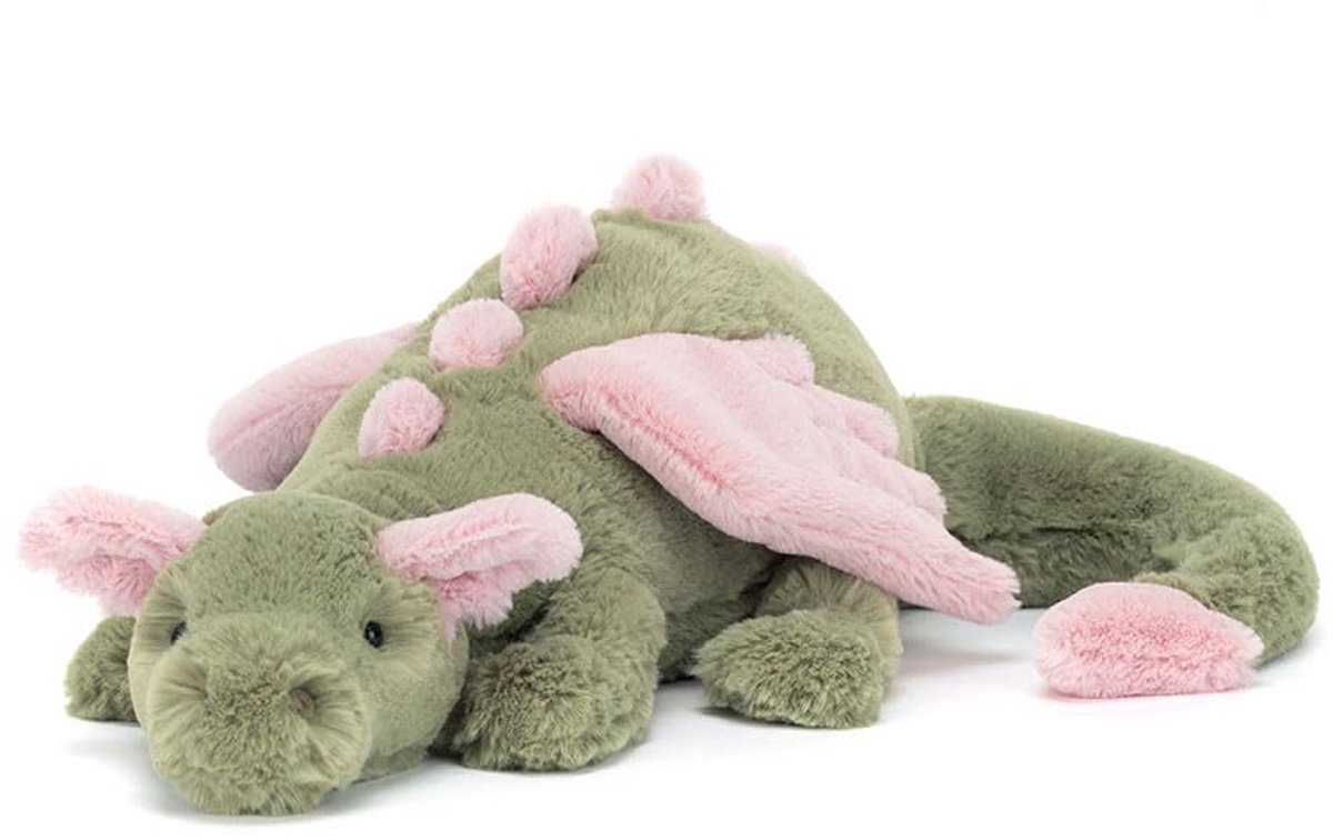 Casalora Pluche Knuffel - Draakkussen Dino Knuffel - 80cm - Schattig en Rustgevend - Sknuffel Draako Speelgoed - Matcha Groen