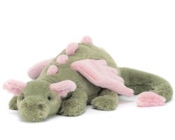 Casalora Pluche Knuffel - Draakkussen Dino Knuffel - 80cm - Schattig en Rustgevend - Sknuffel Draako Speelgoed - Matcha Groen.              Dit is een echte jellycat(zeldzaam)