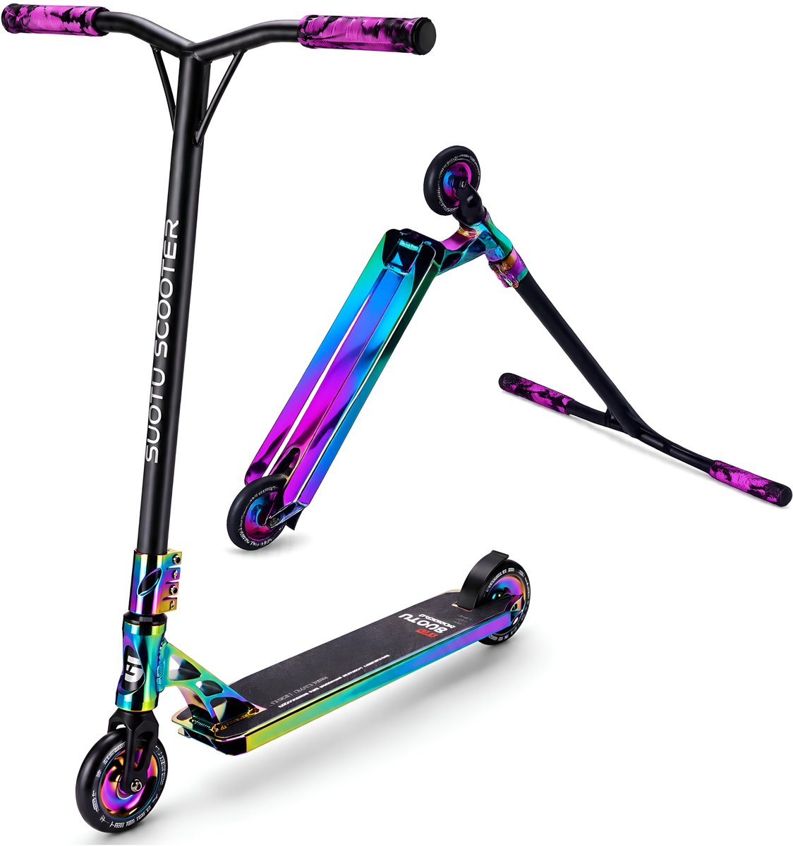 Bol.com Suotu Stuntstep Professioneel - Step - 110mm - Speelgoed Jongens/Meisjes - Kinderstep - ABEC-9 - 100KG - Aluminium - Zwa... aanbieding