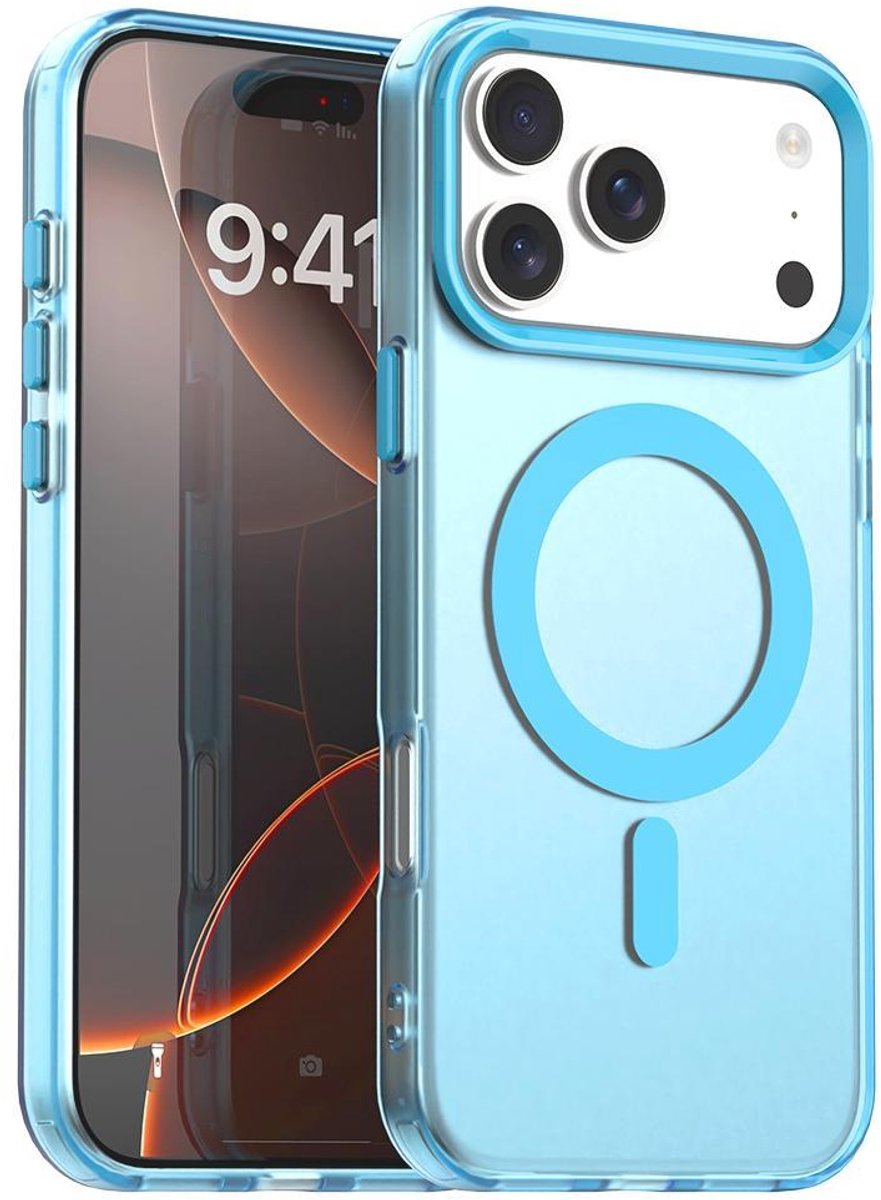 Mobigear Hoesje geschikt voor Apple iPhone 18 Pro Max MagSafe Telefoonhoesje Hardcase | Mobigear Shockproof Backcover | Geschikt voor MagSafe | Geschikt voor Draadloos Opladen met Magnetische Ring | Geschikt voor MagSafe Case - Blauw