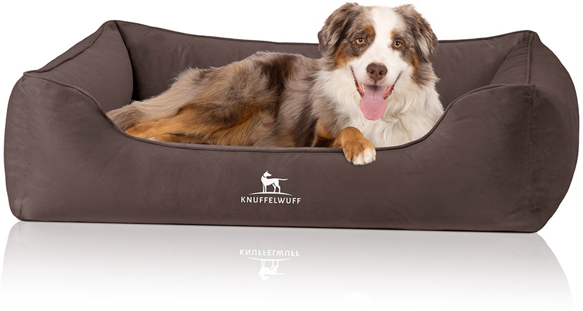 Knuffelwuff orthopädisches Hundebett Jona aus weichem wärmendem Samt XL Braun
