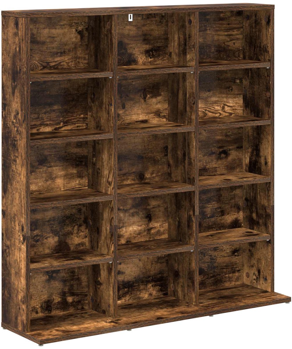 vidaXL CD - Kast - Gerookt - eiken - 96 - x - 23,5 - x - 97,5 - cm - Bewerkt - hout Gerookt eiken
